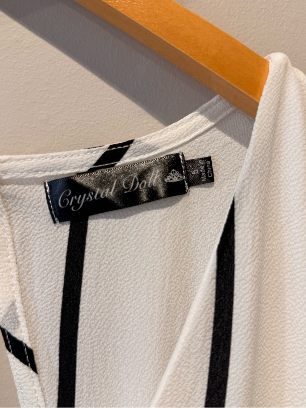 Crystal Doll White & Black Striped Walkthrough Romper - Picture 5 of 10